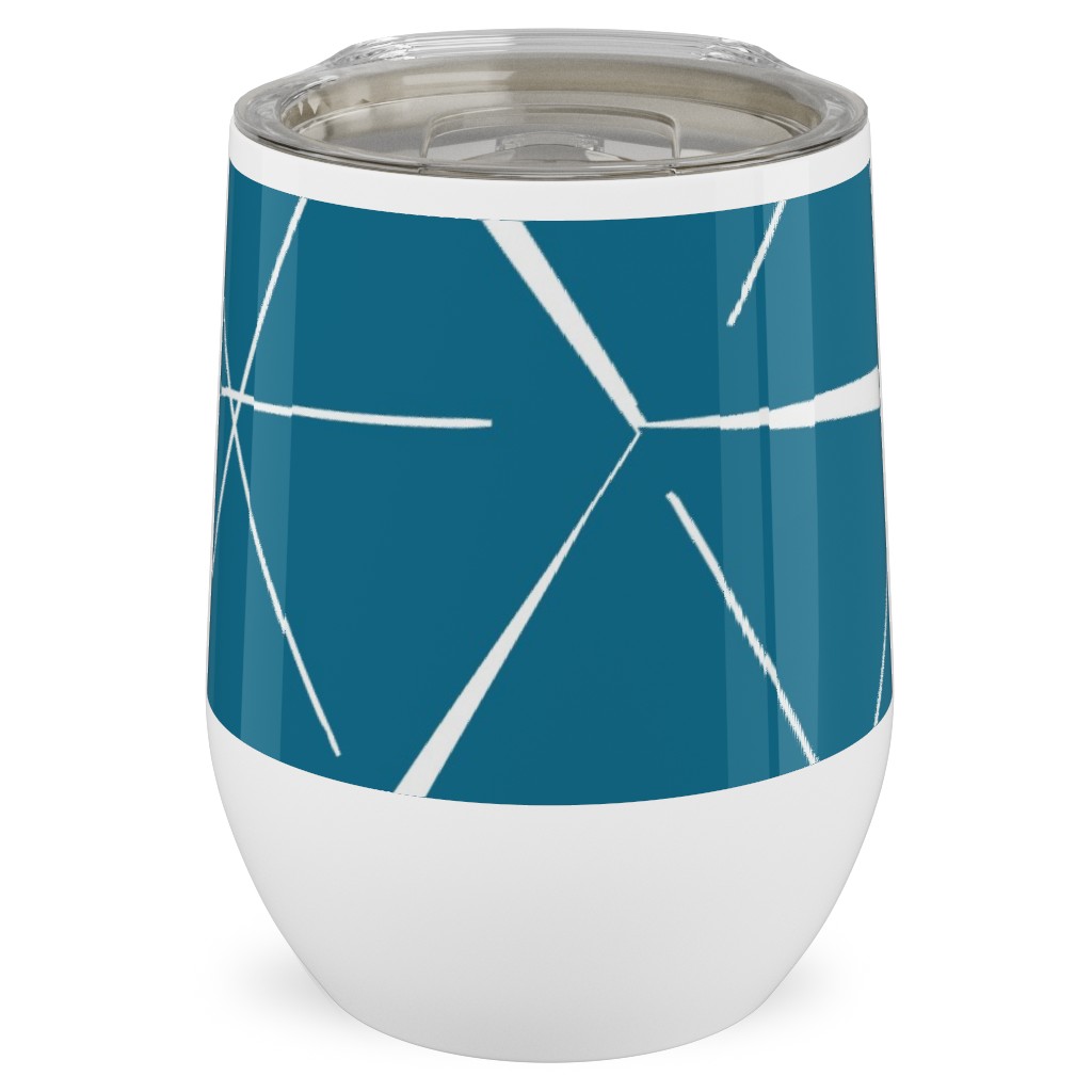 Hexagons - Blue Stainless Steel Travel Tumbler, 12oz, Blue