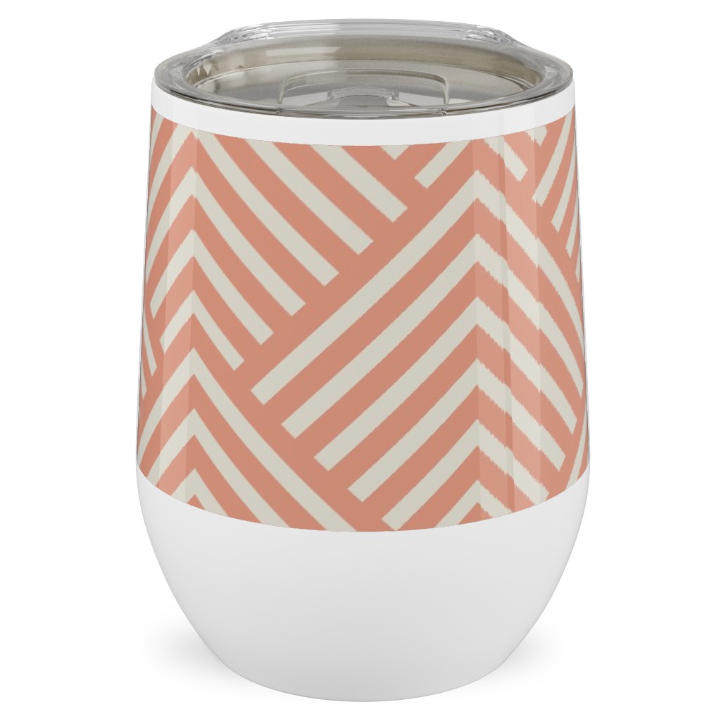 Mod Triangles - Blush Stainless Steel Travel Tumbler, 12oz, Pink, Bright Pink