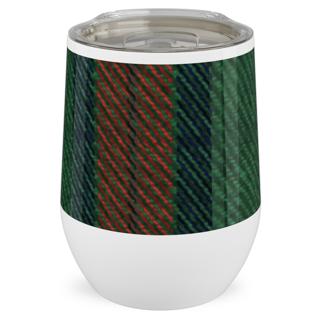 Holiday Tartan Stainless Steel Travel Tumbler, 12oz, Green