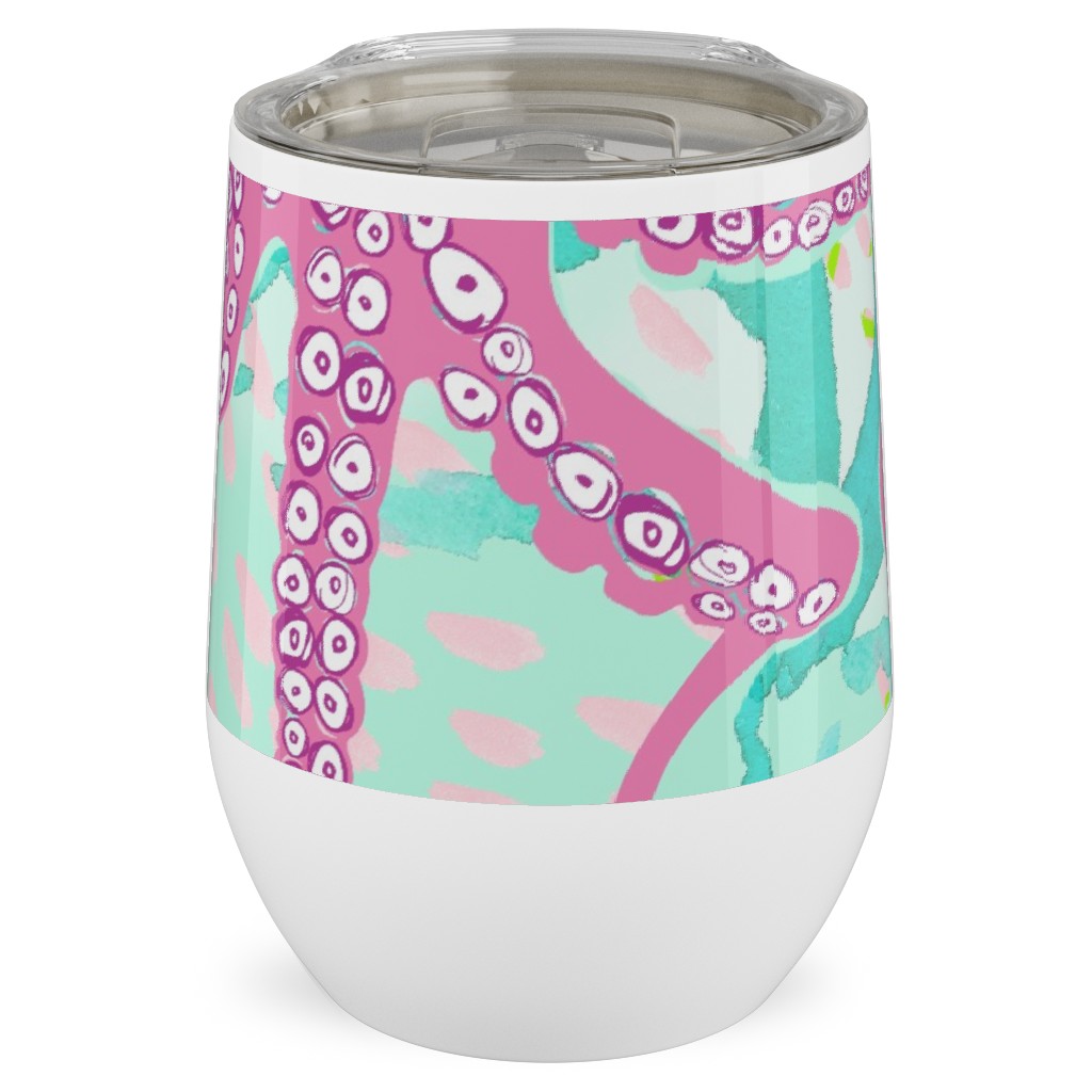 Oceana - Pink and Teal Stainless Steel Travel Tumbler, 12oz, Multicolor