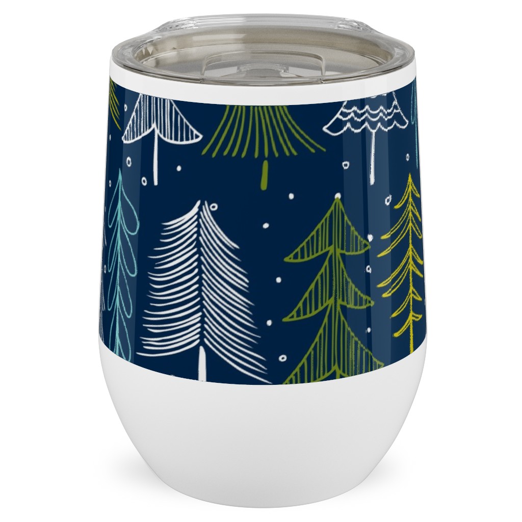 Oh' Christmas Tree Stainless Steel Travel Tumbler, 12oz, Blue, Silhouette