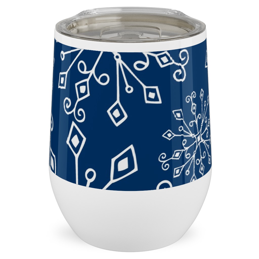 Frost Snowflakes Stainless Steel Travel Tumbler, 12oz, Blue