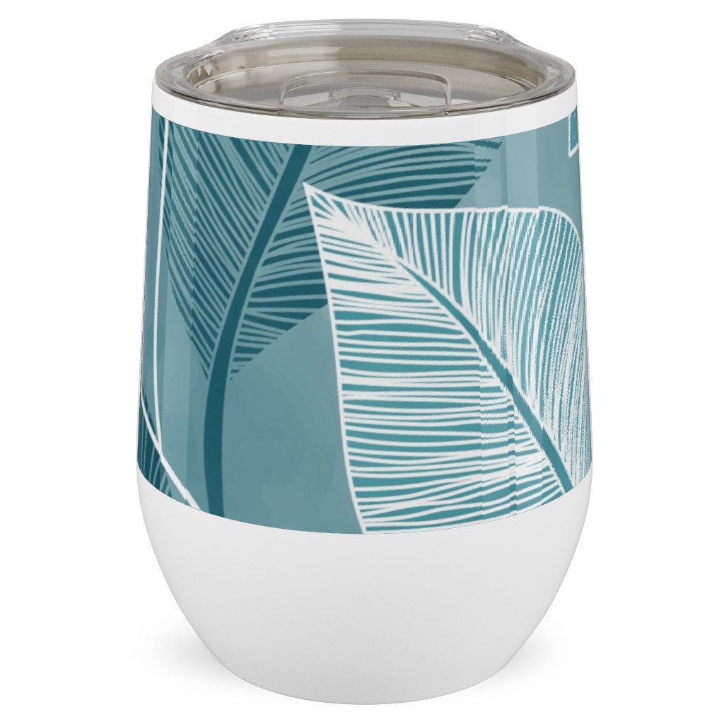 Rose of Sharon - Pink & Blue Stainless Steel Travel Tumbler, 12oz, Blue, True Blue