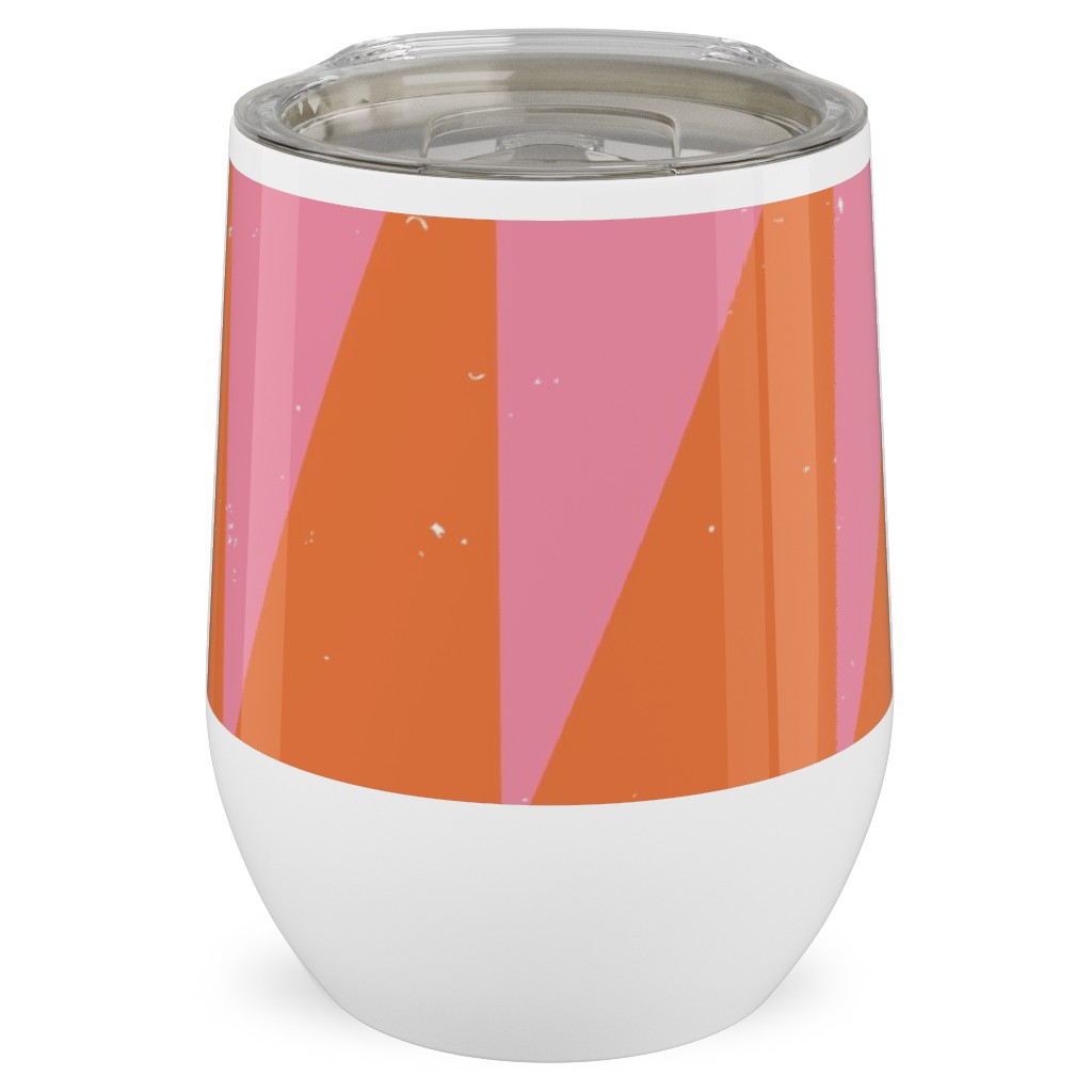 Dual Traingles - Pink Stainless Steel Travel Tumbler, 12oz, Pink