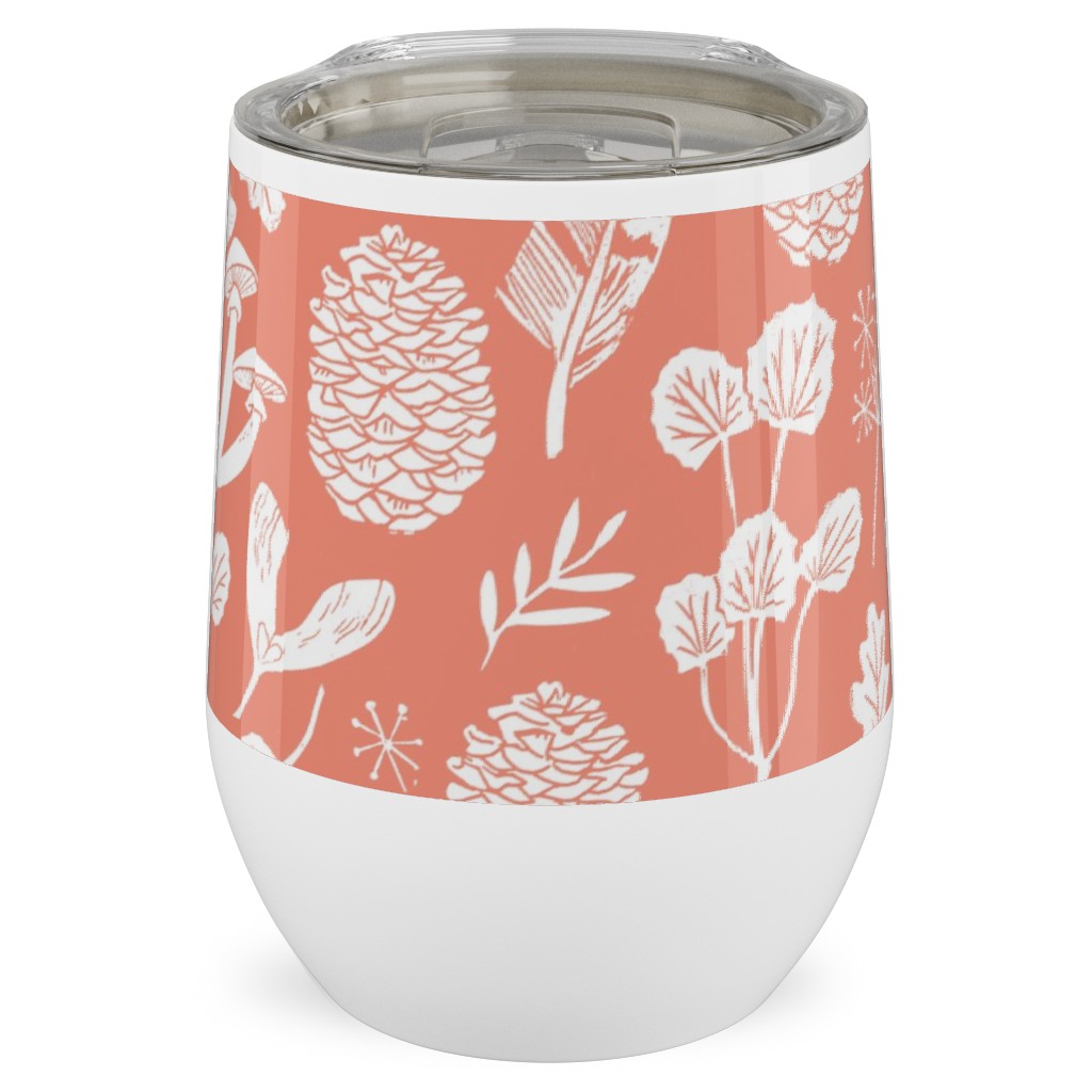Nature Walk Block Print - Pink Stainless Steel Travel Tumbler, 12oz, Pink