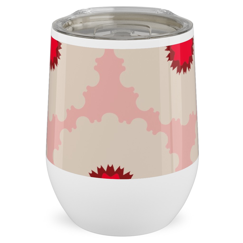 Eva Pop - Pink and Red Stainless Steel Travel Tumbler, 12oz, Pink