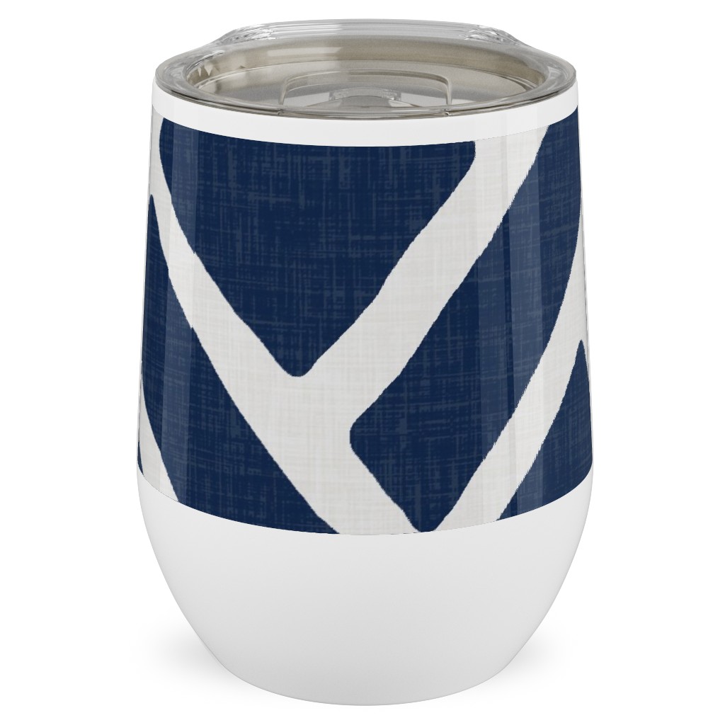 Savannah Trellis Stainless Steel Travel Tumbler, 12oz, Blue, Silhouette