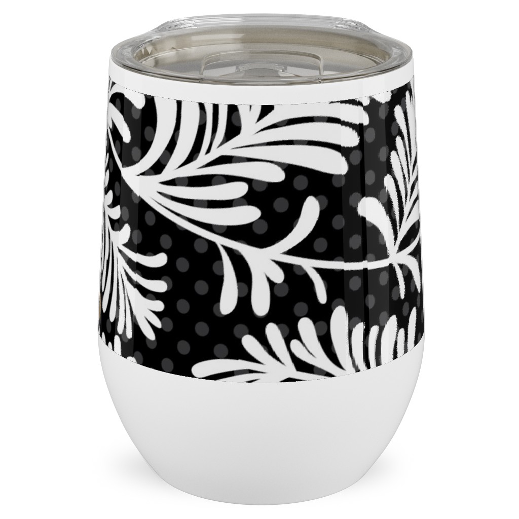 Winter Branches Stainless Steel Travel Tumbler, 12oz, Black, Charcoal