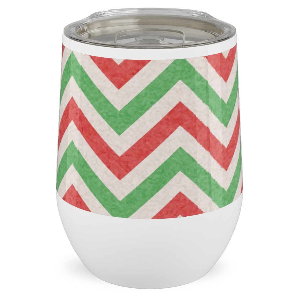 Mottled Holiday Zigzags Stainless Steel Travel Tumbler, 12oz, Multicolor