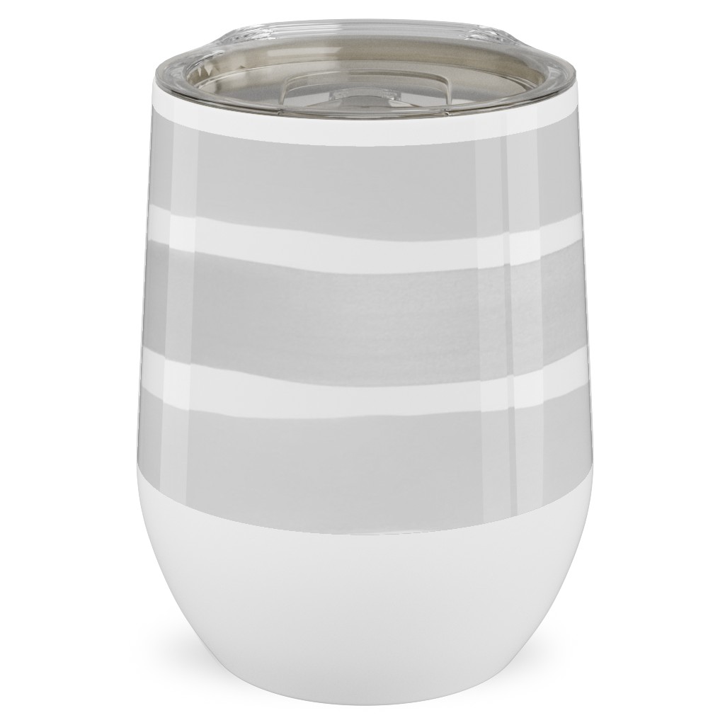 Imperfect Watercolor Stripes Stainless Steel Travel Tumbler, 12oz, Gray