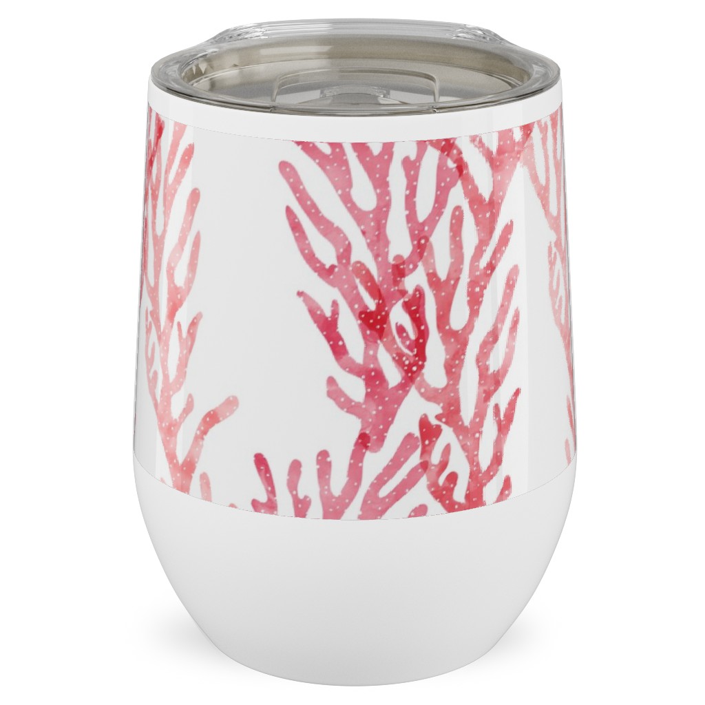 Coral - Pink Stainless Steel Travel Tumbler, 12oz, Pink