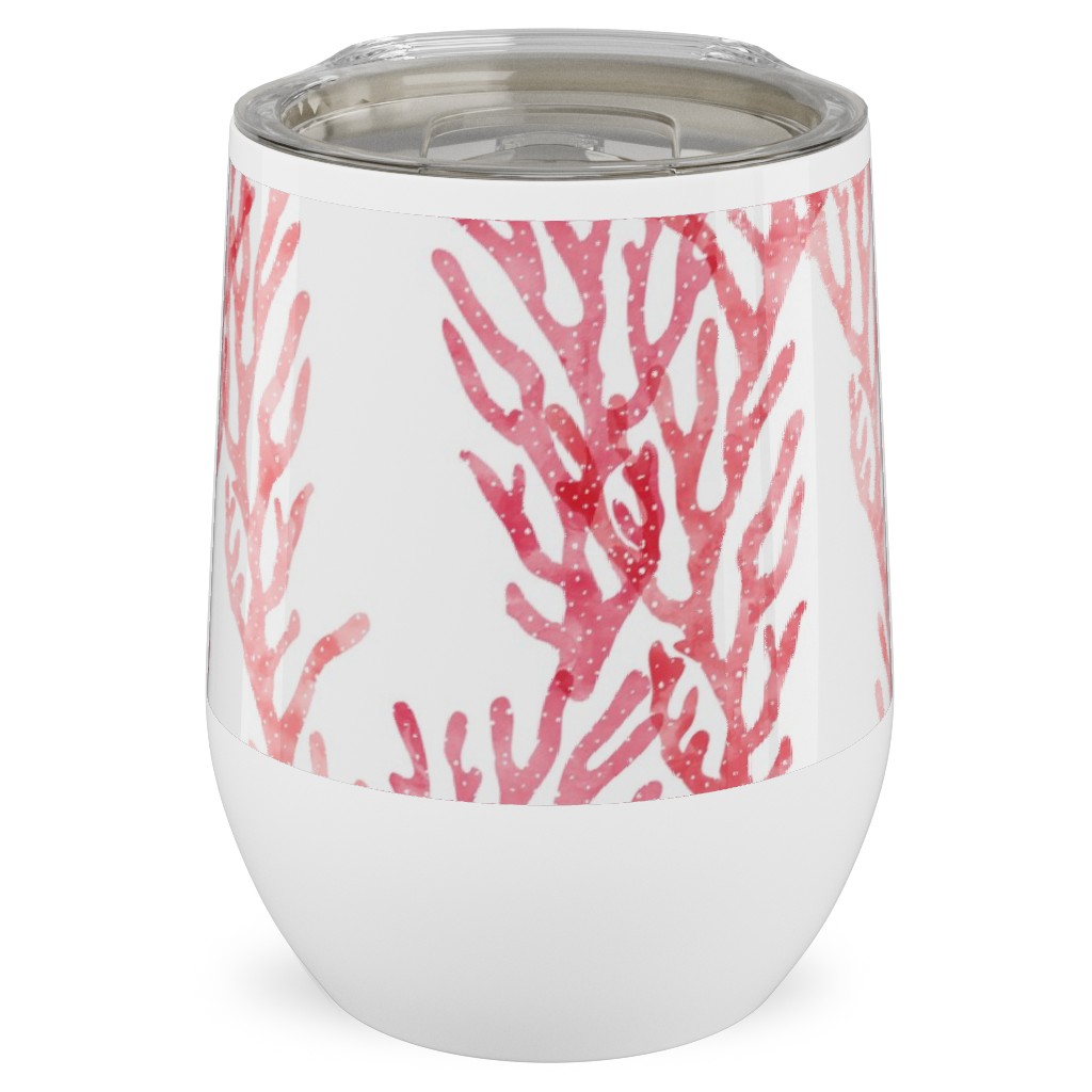 Coral - Pink Stainless Steel Travel Tumbler, 12oz, Pink, Bright Pink