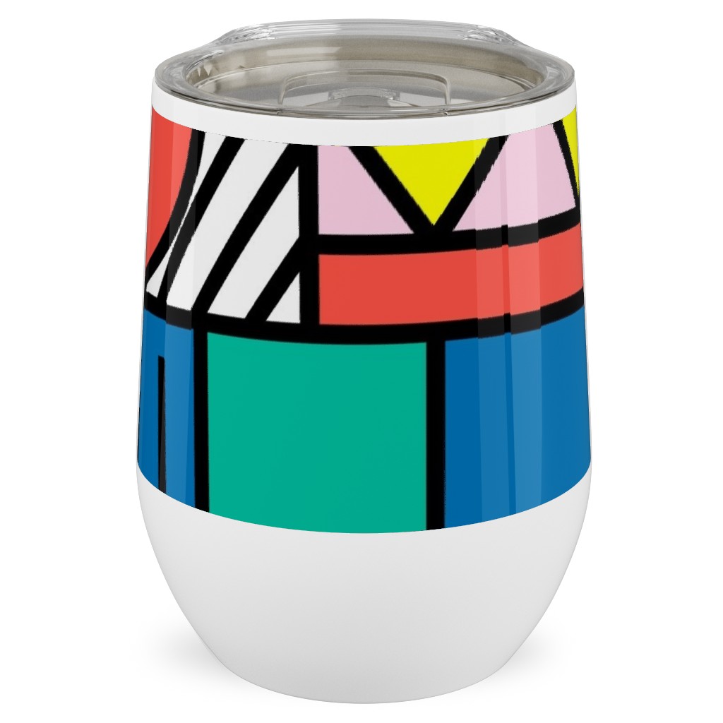 Memphis Color Block Stainless Steel Travel Tumbler, 12oz, Multicolor