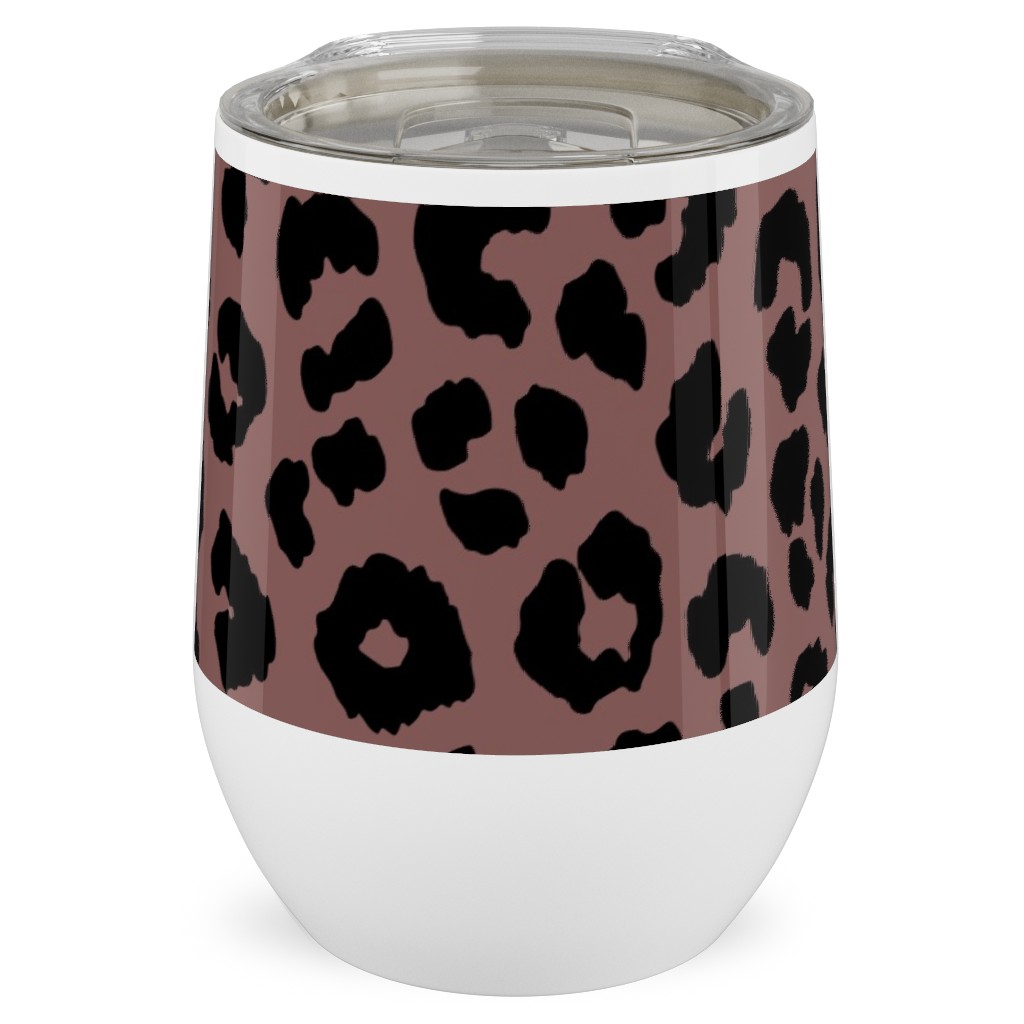 Leopard - Pale Mauve Stainless Steel Travel Tumbler, 12oz, Pink
