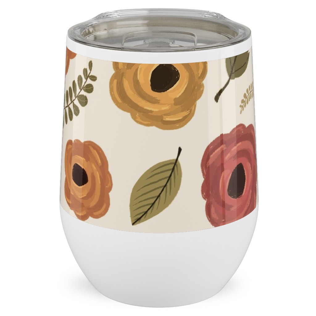 Fall Flowers - Light Stainless Steel Travel Tumbler, 12oz, Multicolor