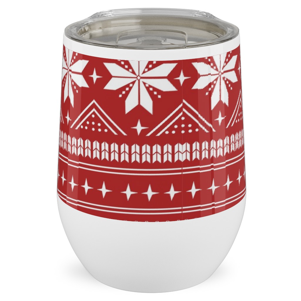 Nordic Sweater - Red Stainless Steel Travel Tumbler, 12oz, Red