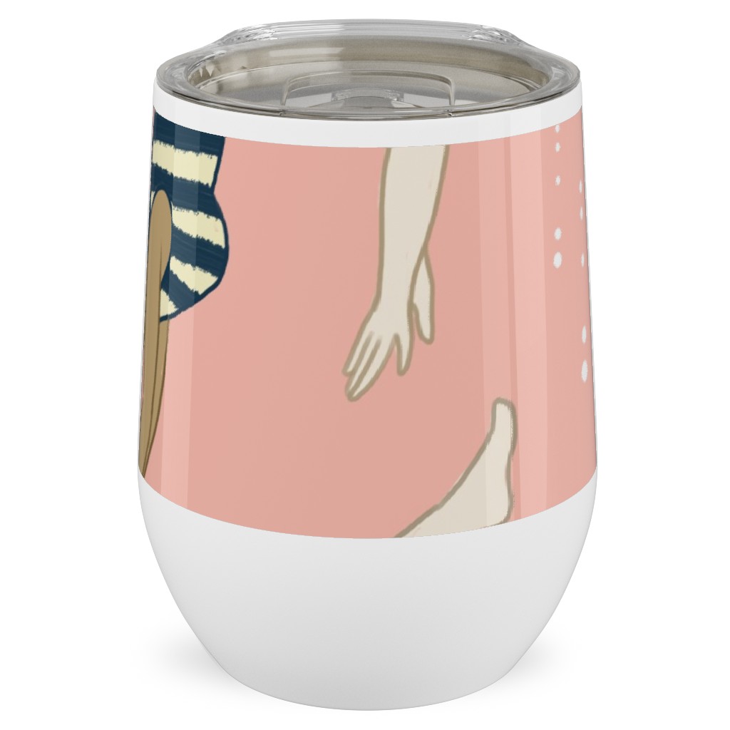 Lady Divers - Pink Stainless Steel Travel Tumbler, 12oz, Pink, Bright Pink