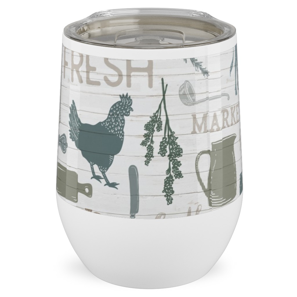Sing for Your Supper - Gather Round & Give Thanks Stainless Steel Travel Tumbler, 12oz, Blue