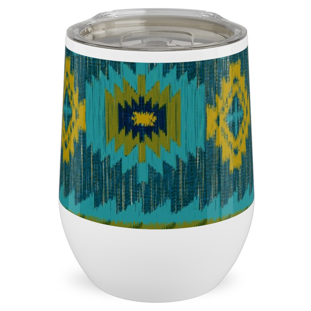 Kilim - Ocean Tones Stainless Steel Travel Tumbler, 12oz, Green