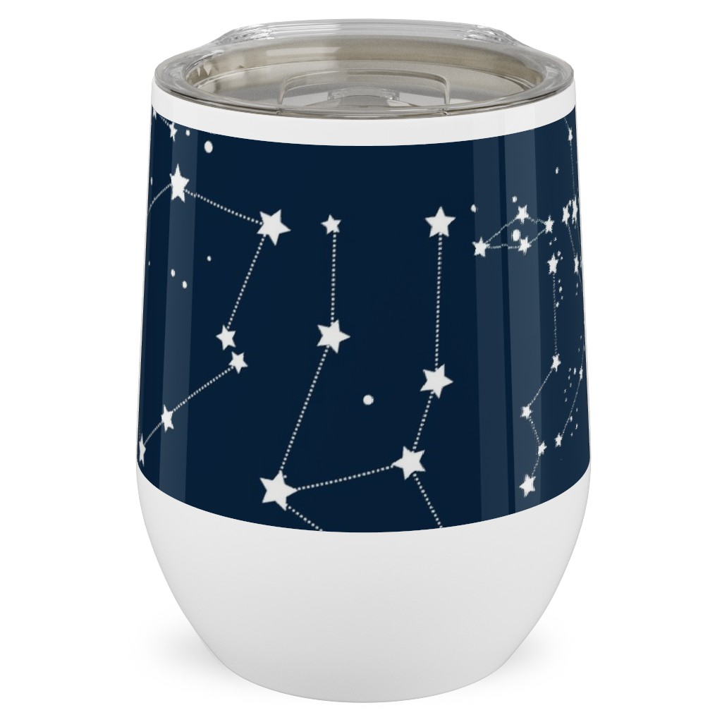 Constellations - White Stars on Navy Stainless Steel Travel Tumbler, 12oz, Blue, True Blue