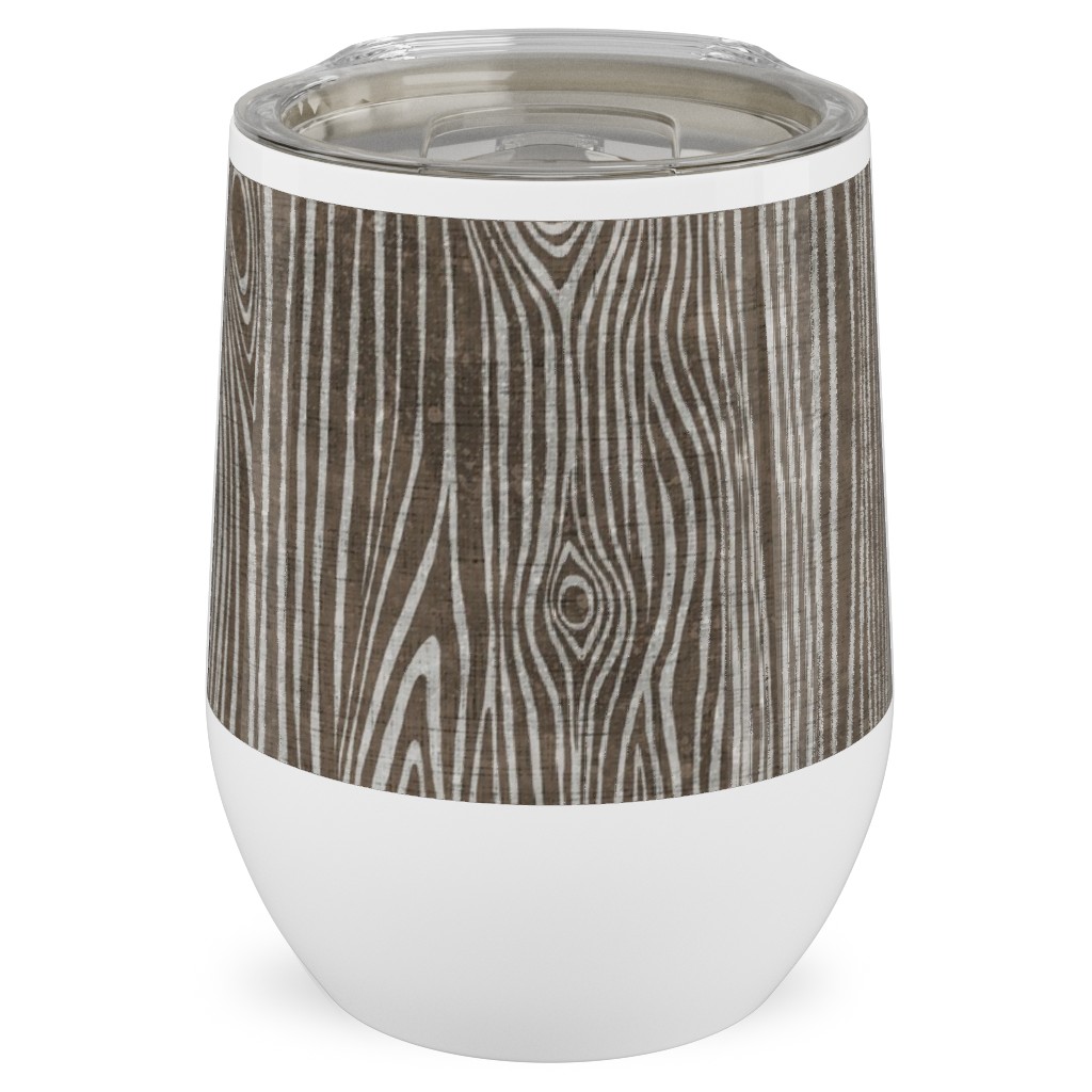 Woodgrain Driftwood Stainless Steel Travel Tumbler, 12oz, Brown, Ash