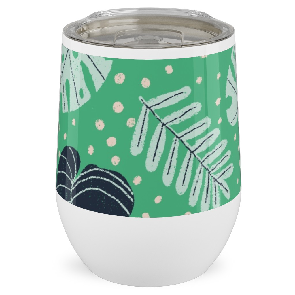 Leafy Jungle - Green Stainless Steel Travel Tumbler, 12oz, Green