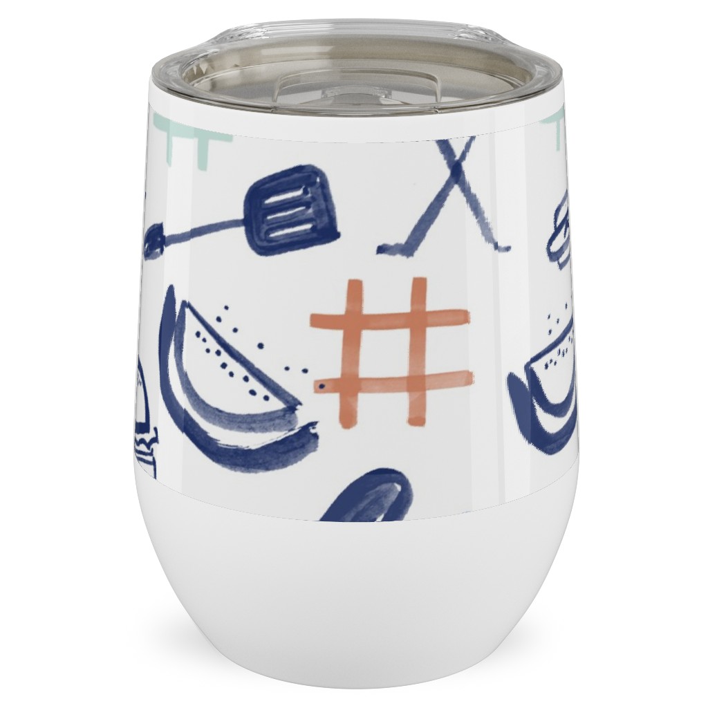 Summer Cookout Stainless Steel Travel Tumbler, 12oz, Blue, True Blue