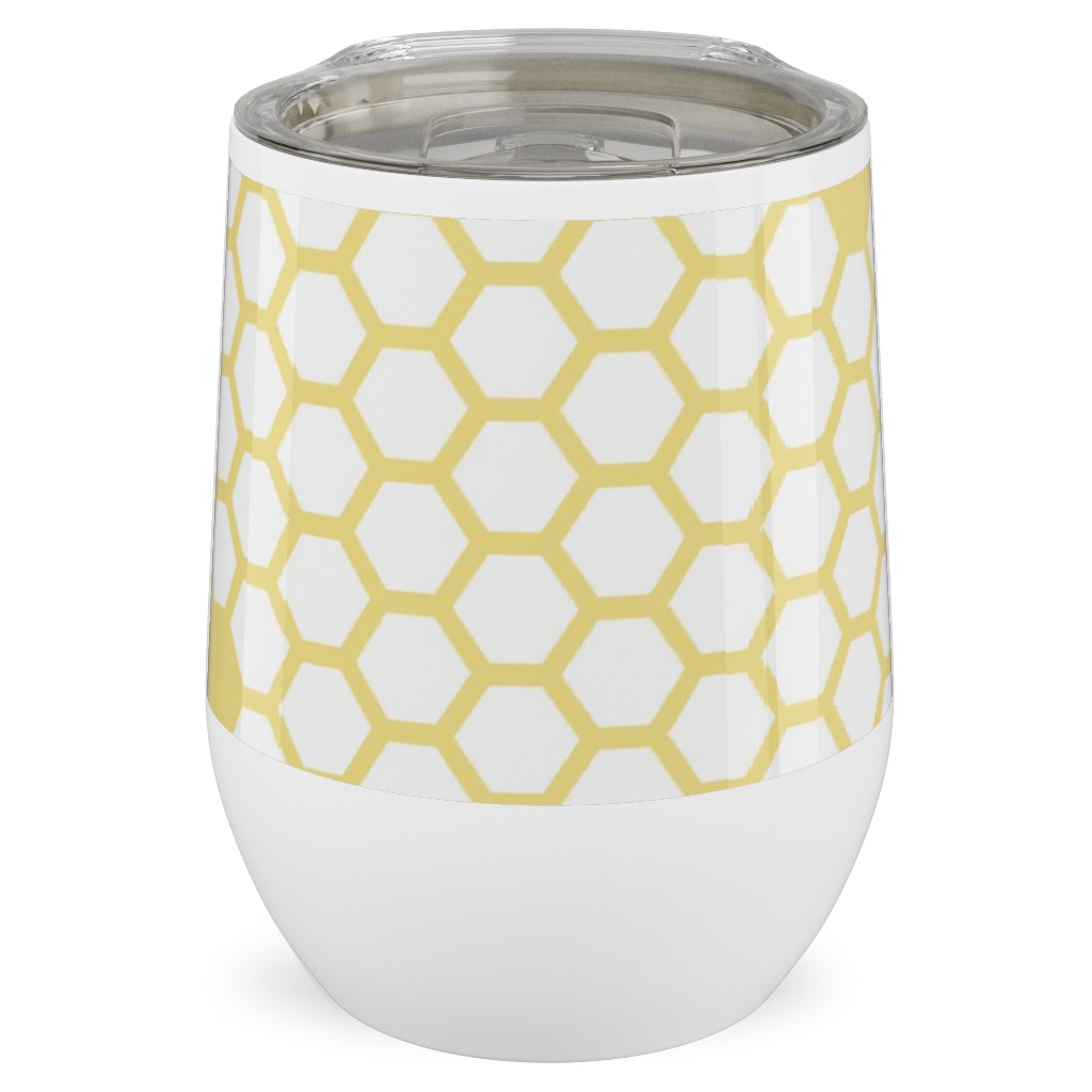 Honeycomb - Sugared Spring - Yellow Stainless Steel Travel Tumbler, 12oz, Yellow