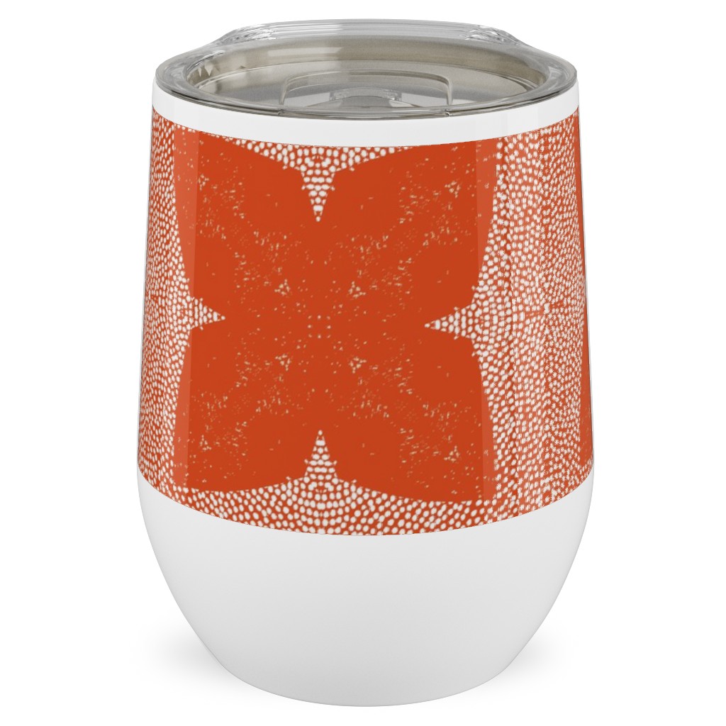 Red Geo Garden - Red Stainless Steel Travel Tumbler, 12oz, Red, Red