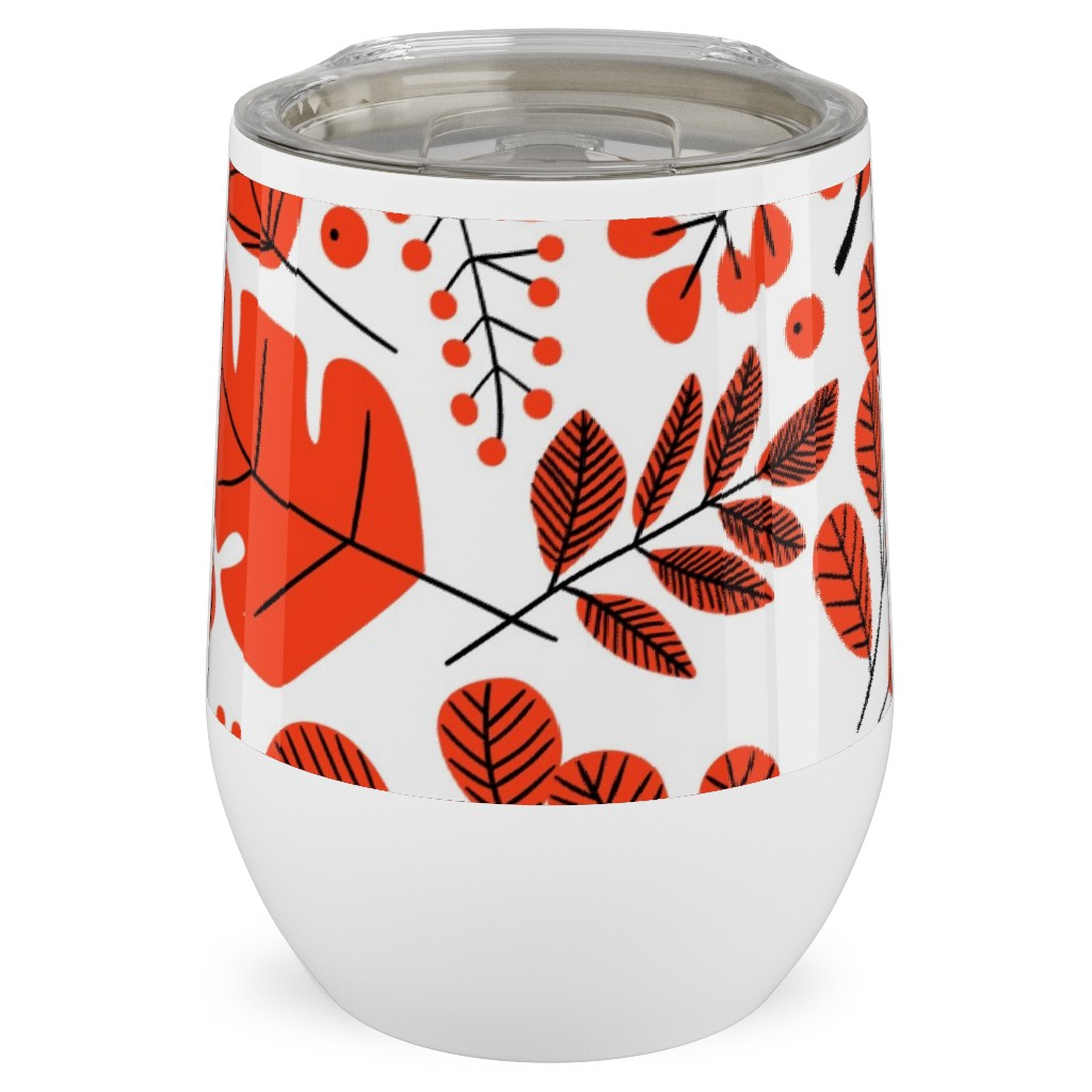 Red Leaves Stainless Steel Travel Tumbler, 12oz, Red