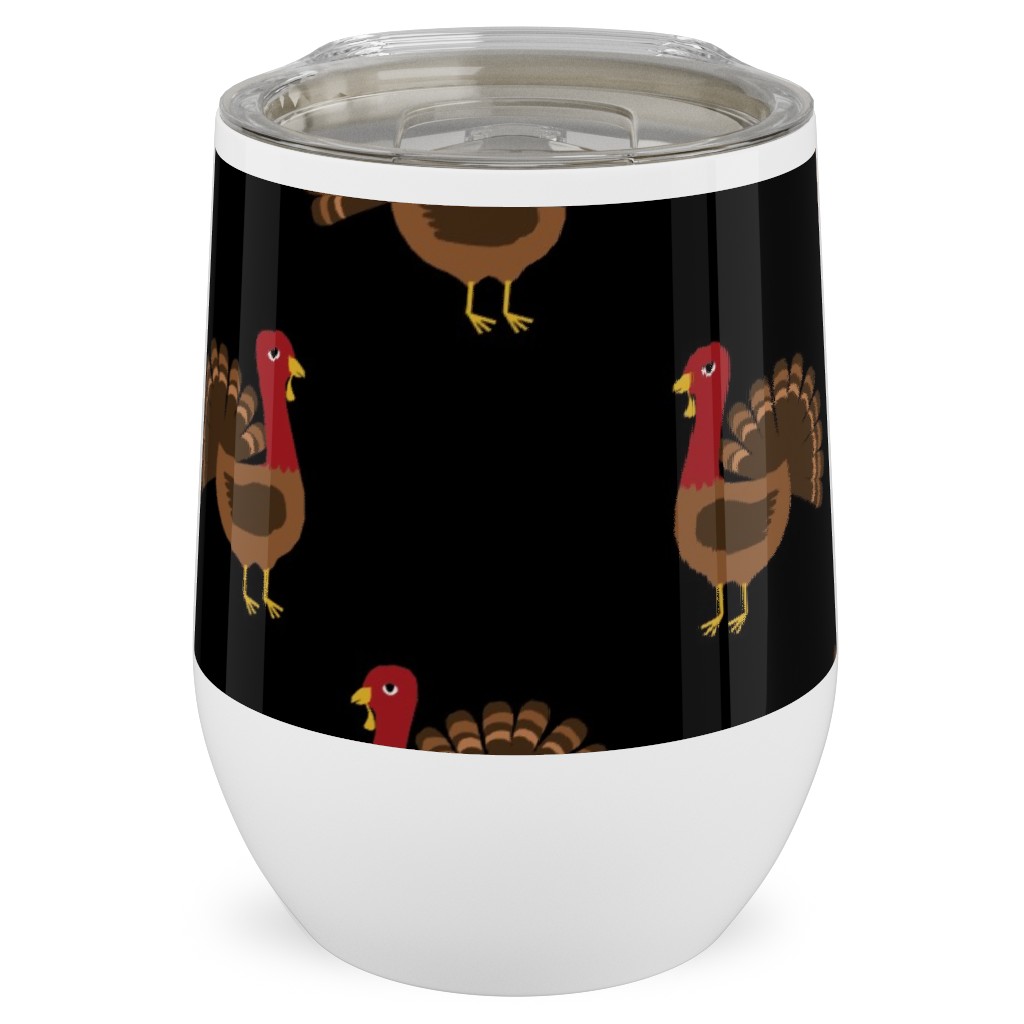 Turkey Toss Stainless Steel Travel Tumbler, 12oz, Black, Rich Black
