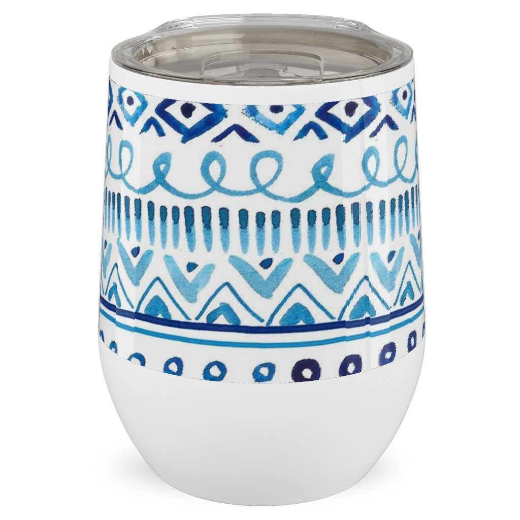 Painted Stripe - Blue Stainless Steel Travel Tumbler, 12oz, Blue, True Blue