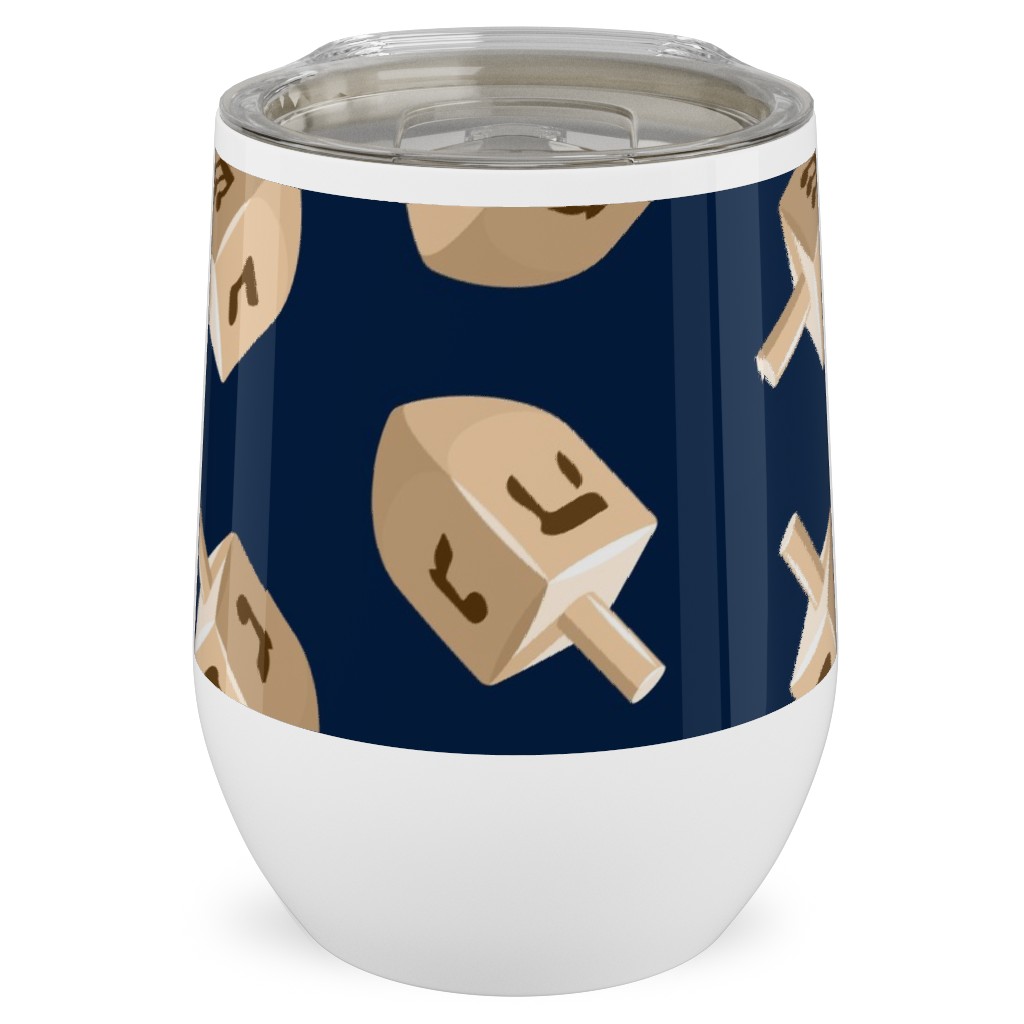 Dreidels Stainless Steel Travel Tumbler, 12oz, Blue, Park Night