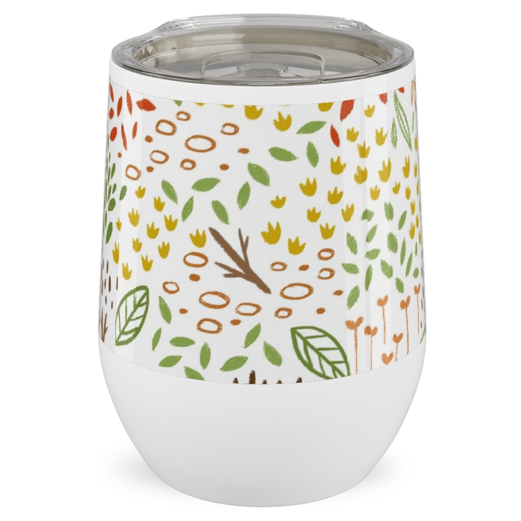Tiny Leaves - Multi Stainless Steel Travel Tumbler, 12oz, Multicolor