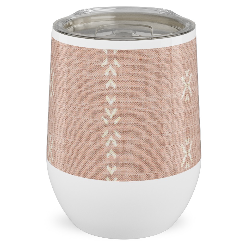 Playa Tribal Stripe - Pink Stainless Steel Travel Tumbler, 12oz, Pink, Bright Pink