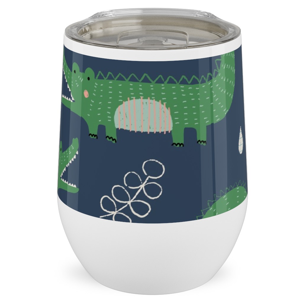 Cute Alligators - Green Stainless Steel Travel Tumbler, 12oz, Green, Classic Green