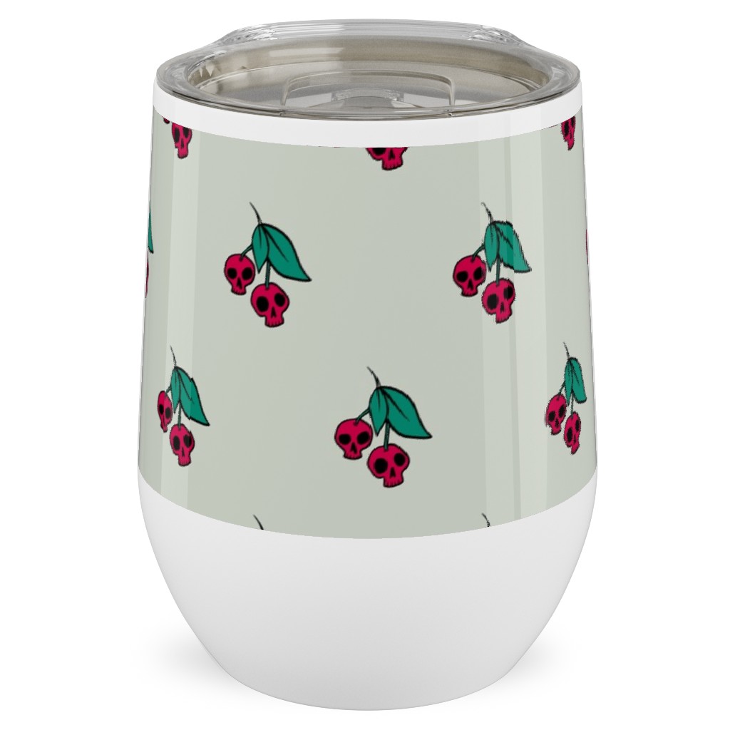 Skull Cherries Stainless Steel Travel Tumbler, 12oz, Multicolor