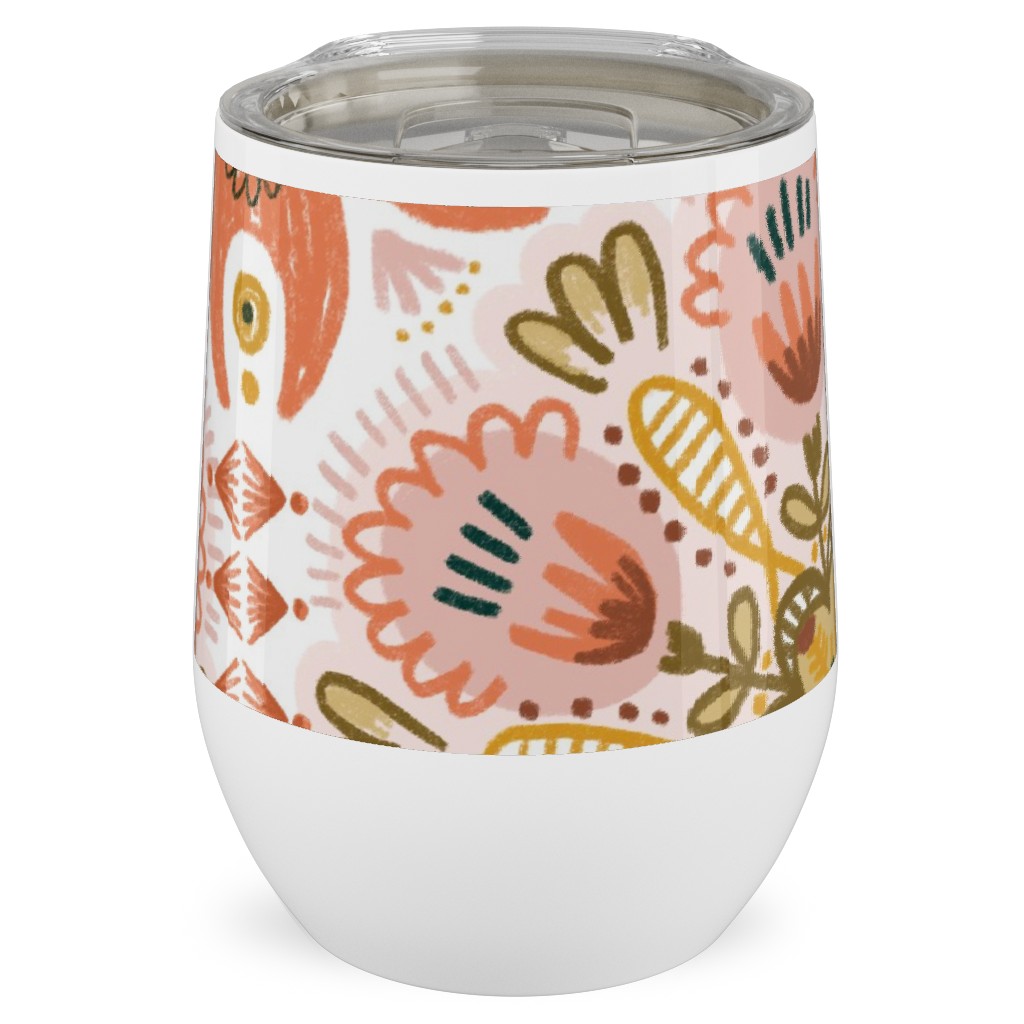 Pysanky - Boho - Warm Stainless Steel Travel Tumbler, 12oz, Pink
