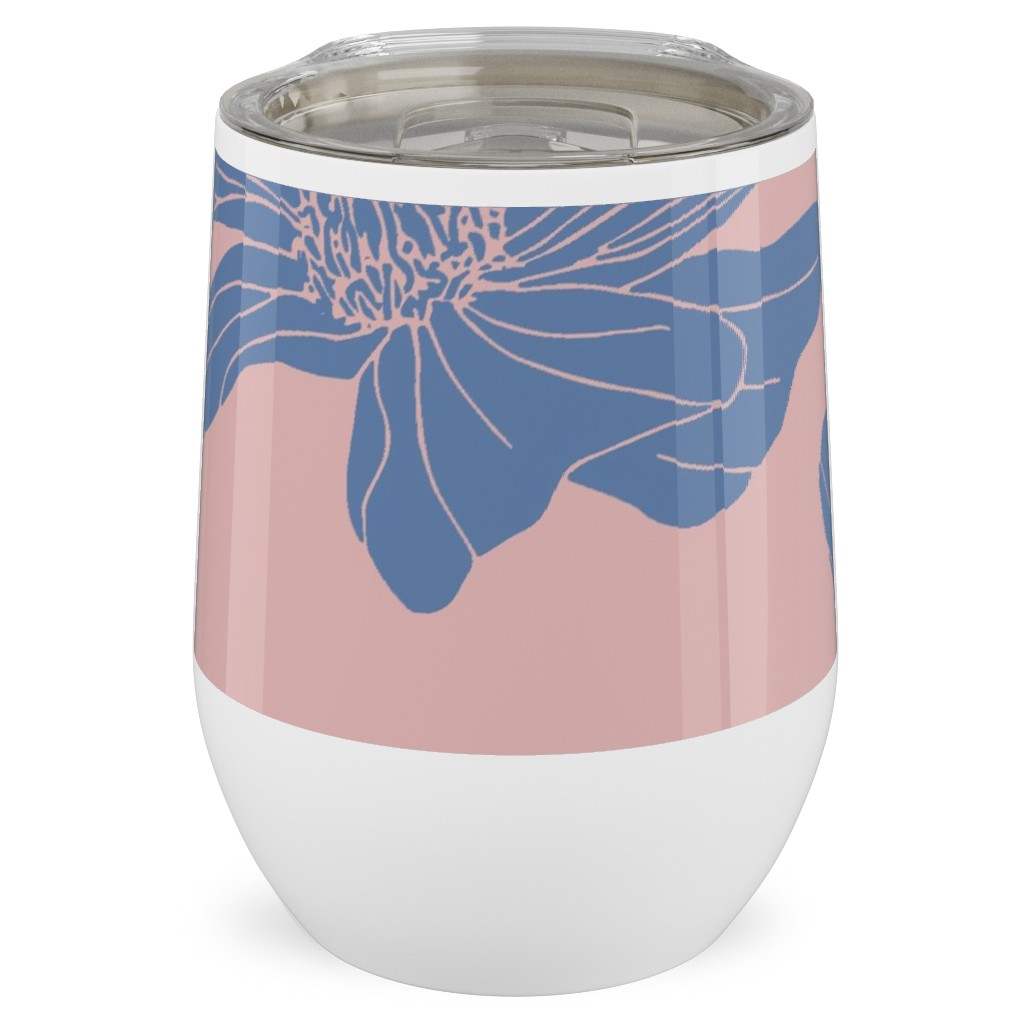 Poppies Stainless Steel Travel Tumbler, 12oz, Pink, Bright Pink