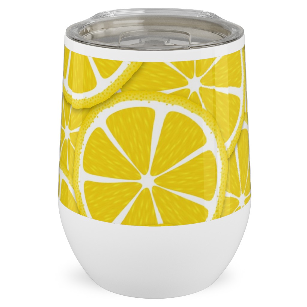 Limes and Lemons Stainless Steel Travel Tumbler, 12oz, Yellow