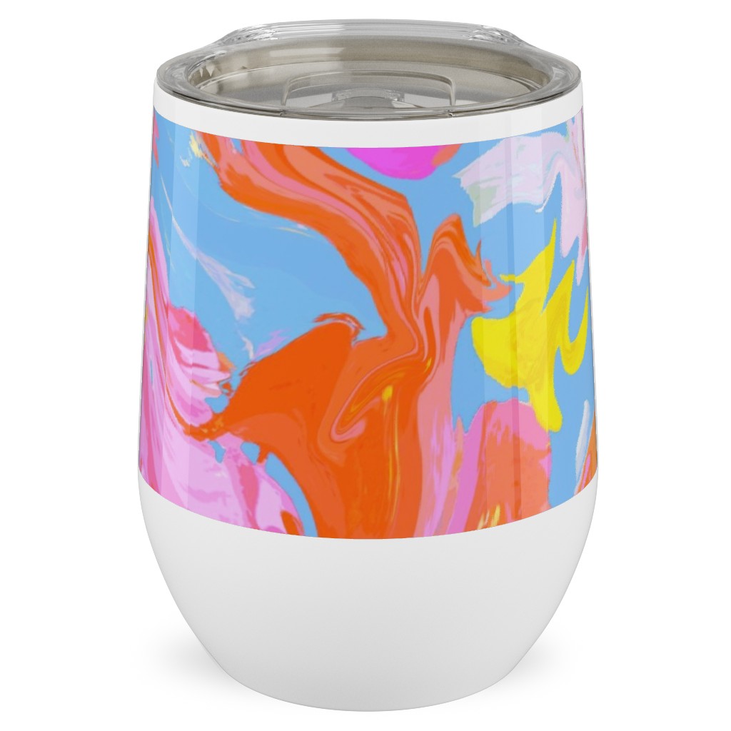 Summer Splash Stainless Steel Travel Tumbler, 12oz, Multicolor