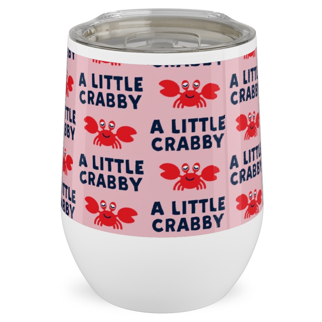 a Little Crabby - Nautical Stainless Steel Travel Tumbler, 12oz, Pink, Penelope