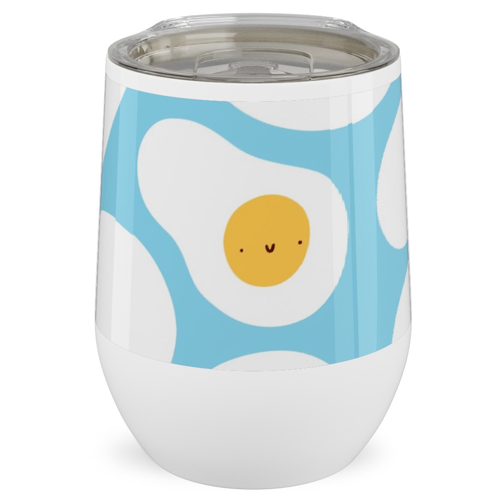 Cute Fried Eggs - Blue Stainless Steel Travel Tumbler, 12oz, Blue, True Blue