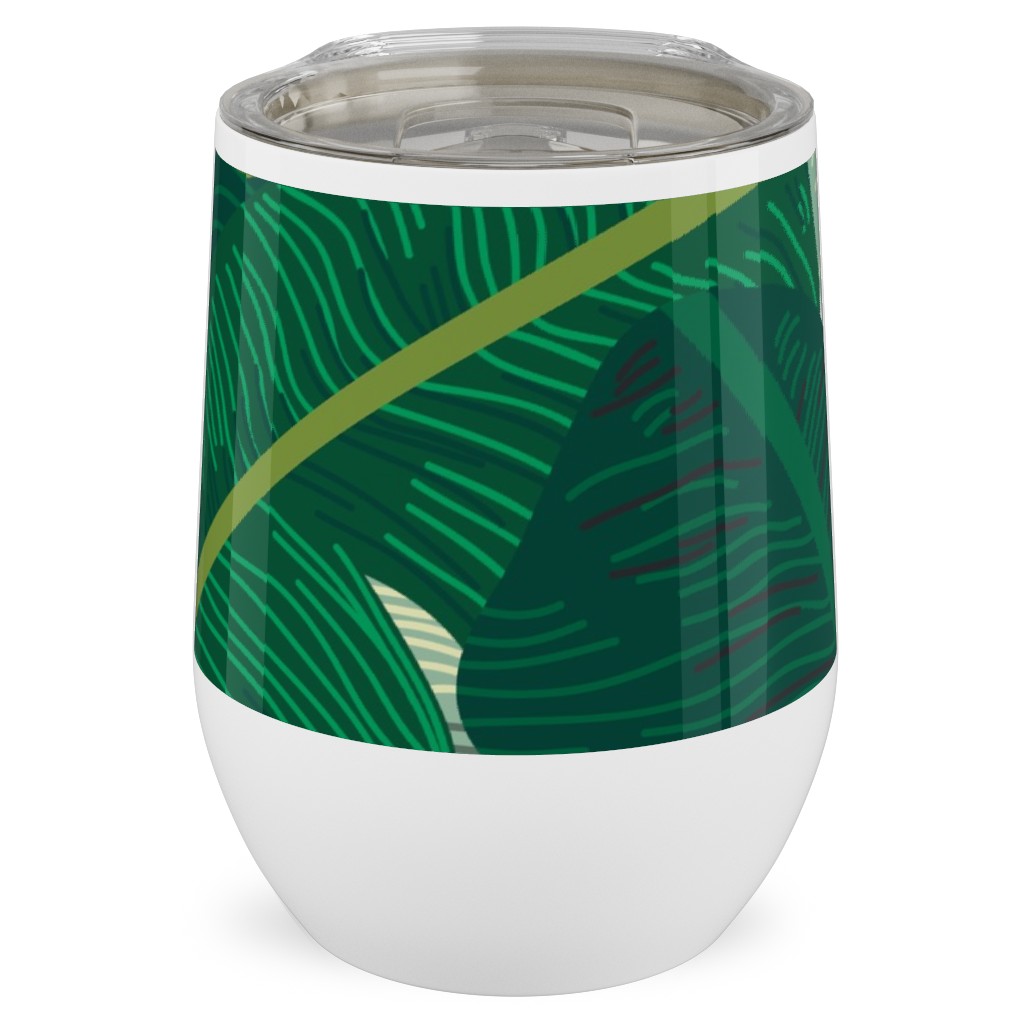 Classic Banana Leaves - Palm Springs Green Stainless Steel Travel Tumbler, 12oz, Green