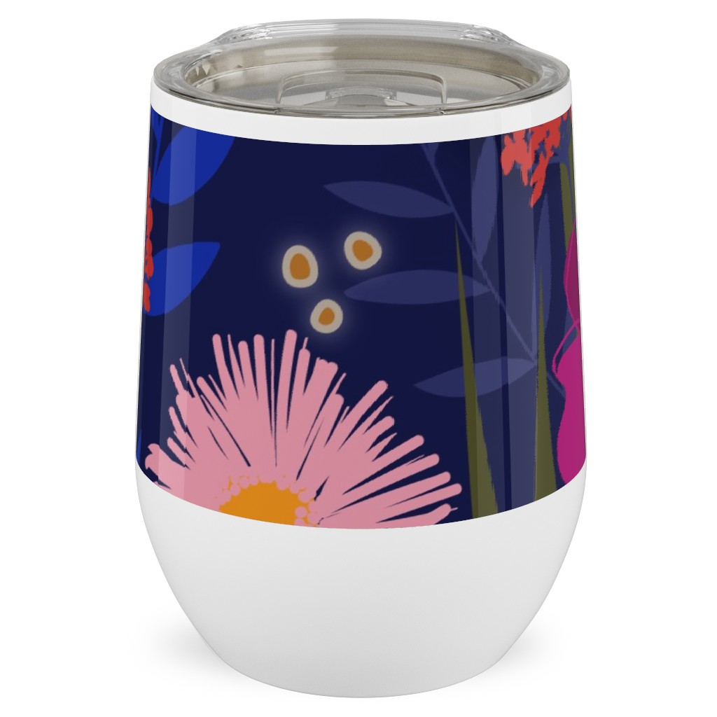Summer Nights Floral - Dark Stainless Steel Travel Tumbler, 12oz, Multicolor