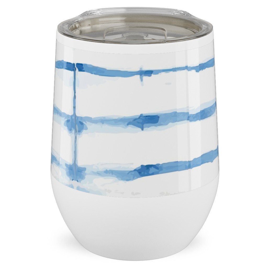 Shibori - Blue Stainless Steel Travel Tumbler, 12oz, Blue