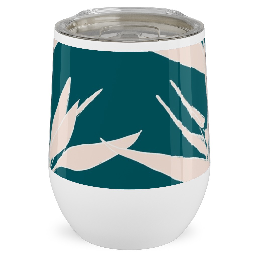 Freehand Birds of Paradies - Forest and Peach Stainless Steel Travel Tumbler, 12oz, Green