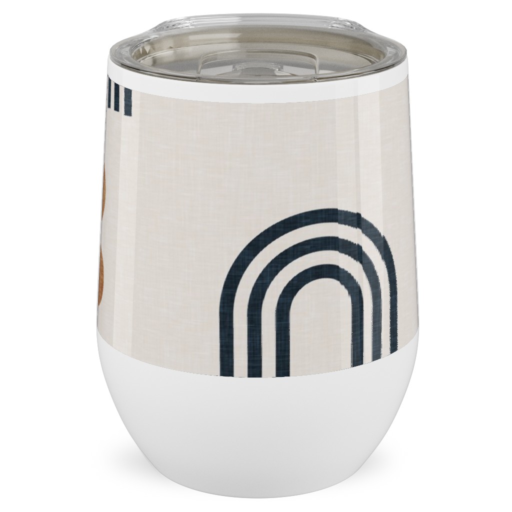 Aria Geometric Rainbow Stainless Steel Travel Tumbler, 12oz, Beige