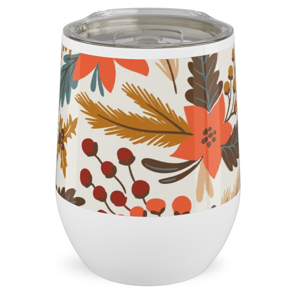 Christmas Flowers - Multi Stainless Steel Travel Tumbler, 12oz, Multicolor