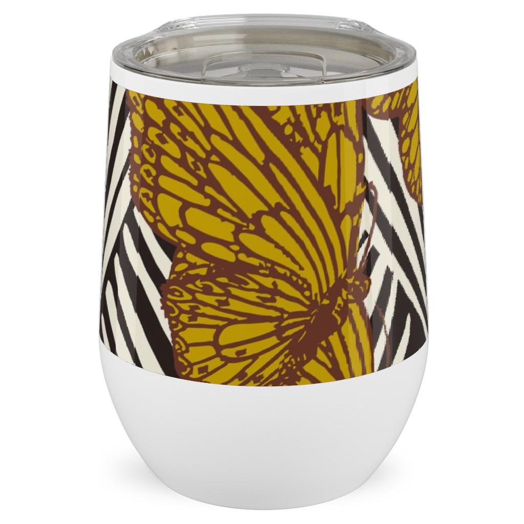 Enchanted Butterfly - Gold Stainless Steel Travel Tumbler, 12oz, Yellow